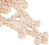 Vista 8 de MUXSAM Apliques de madera tallados para muebles, 2 calcomanías de tallado en centro sin pintar para puerta, pared, techo, gabinete, tocador, espejo