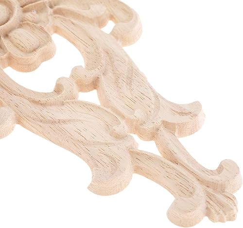 Miniatura 8 de MUXSAM Apliques de madera tallados para muebles, 2 calcomanías de tallado en centro sin pintar para puerta, pared, techo, gabinete, tocador, espejo,