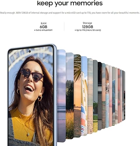 Miniatura 7 de Samsung Galaxy A53 5G (SM-A536E/DS) Dual SIM, 128 GB 6 GB RAM, GSM desbloqueado de fábrica, versión internacional - No hay garantía - (azul aguante)