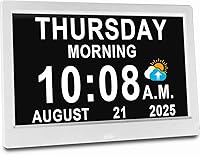 Vista 7 de Reloj Digital Extra Grande de 11.5 Pulgadas con 19 Alarmas, Hora Hablada Fuerte, 20 Recordatorios Personalizados, Horario de Verano Automático