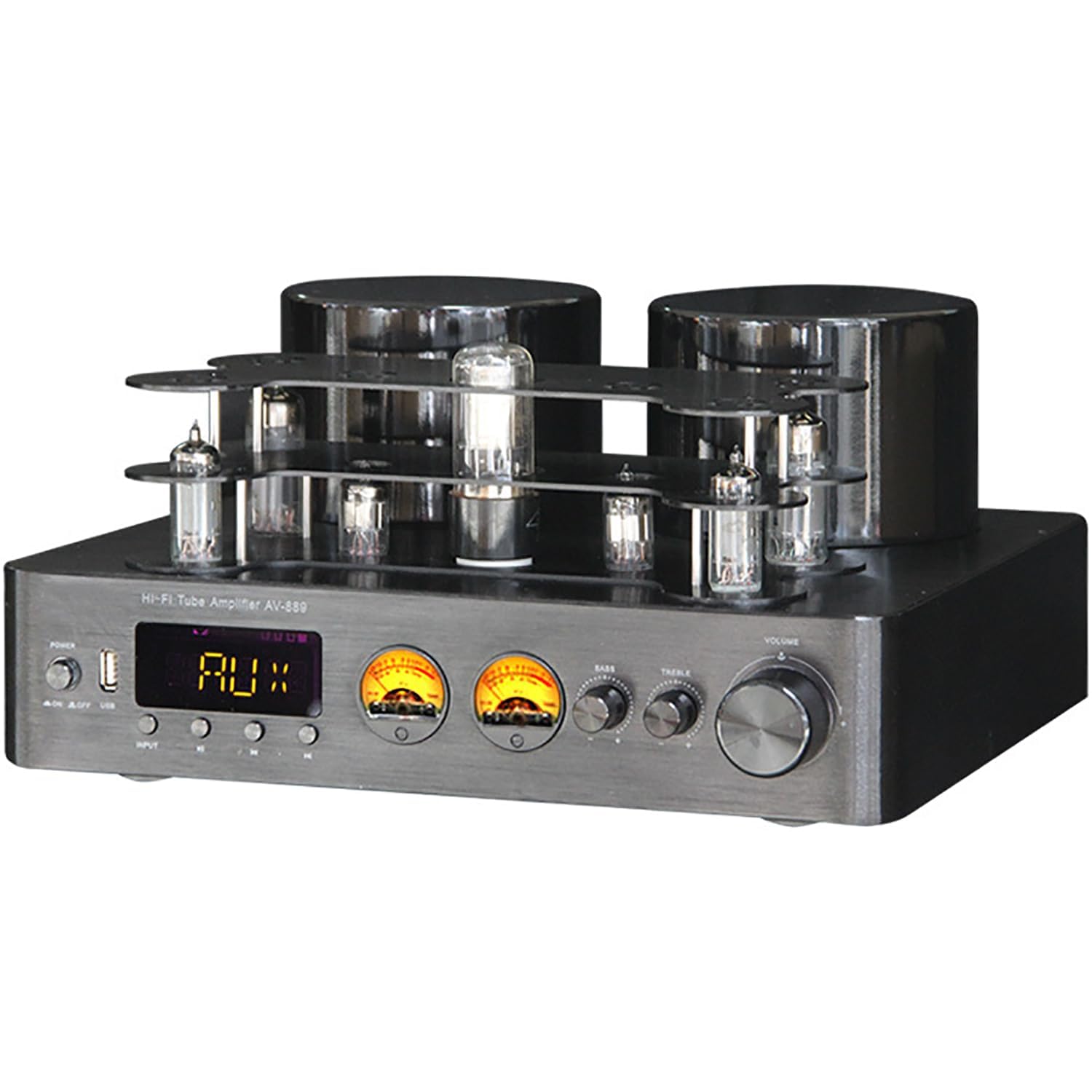 Wzmacniacz lampowy stereo Bluetooth 5.0 z bezstratnym dekodowaniem USB, lampowy wzmacniacz mocy próżniowej, wejście optyczne/koncentryczne, niezależna regulacja tonów wysokich i niskich tonów dla