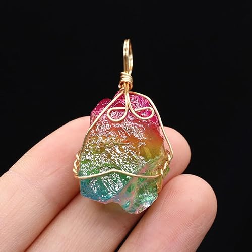 Miniatura 3 de 6 unids piedra natural crudo cuerda de cristal colgante de alambre de oro para la fabricación de joyas DIY collar pendientes accesorios gemas