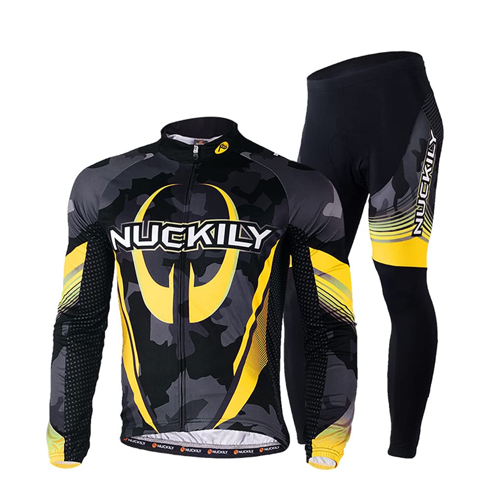 LALEO Men's Cycling Jersey Suit Full Sleeve Bicycle Jersey Clothing Set + 3D Padded Breathable Pant Sportswear