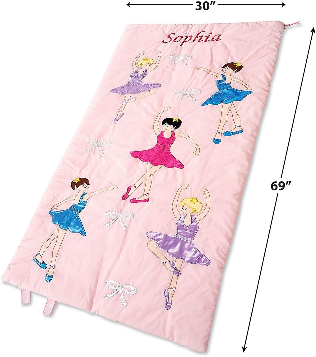 Lillian Vernon Personalized Indoor Sleeping Bag - Kids Sleepover & Napper Sleep Sack - Plush, Cute, & Cozy Cotton Poly Blend - Girls, Boys, & Toddler 30” x 60” Size
