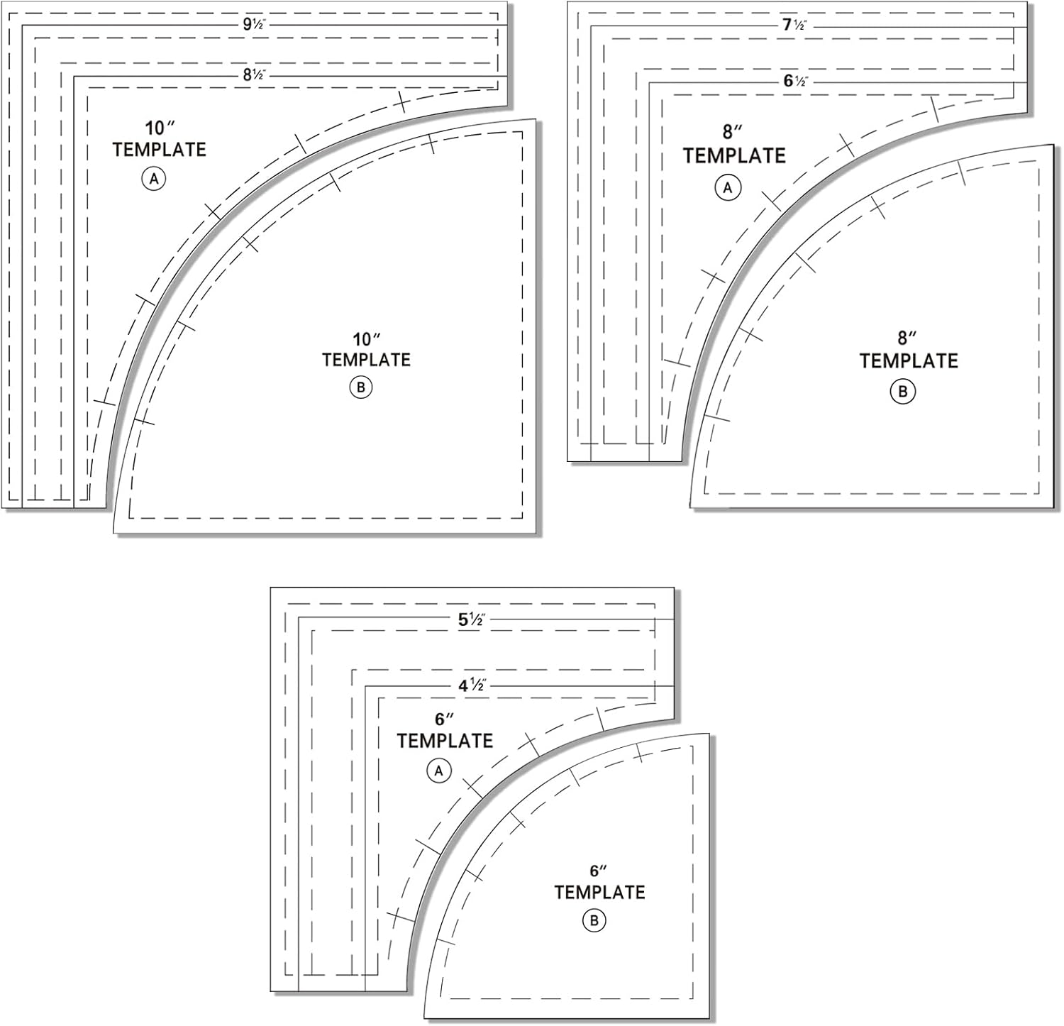 3 Set 60 Degree Triangle Quilting Rulers for Quilting Templates 8 9 10 Inch Wedge Triangle Quilting Rulers and Templates, Sewing Templates for Sewing Cut Measurement DIY Craft Quilting Tools