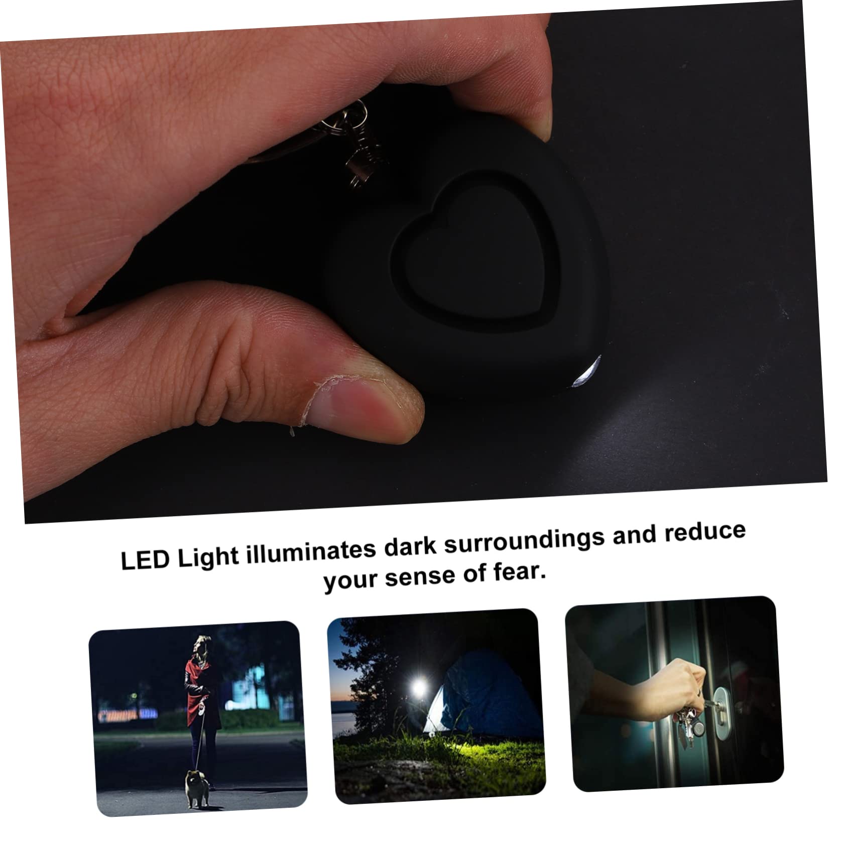UKCOCO 4 Piezas Sirena Anti led Lights lamparas led Ligero Llavero de Alarma Personal Llavero de Seguridad para Mujer Alarma en Forma de Corazon Equipo La Cadena Despertador