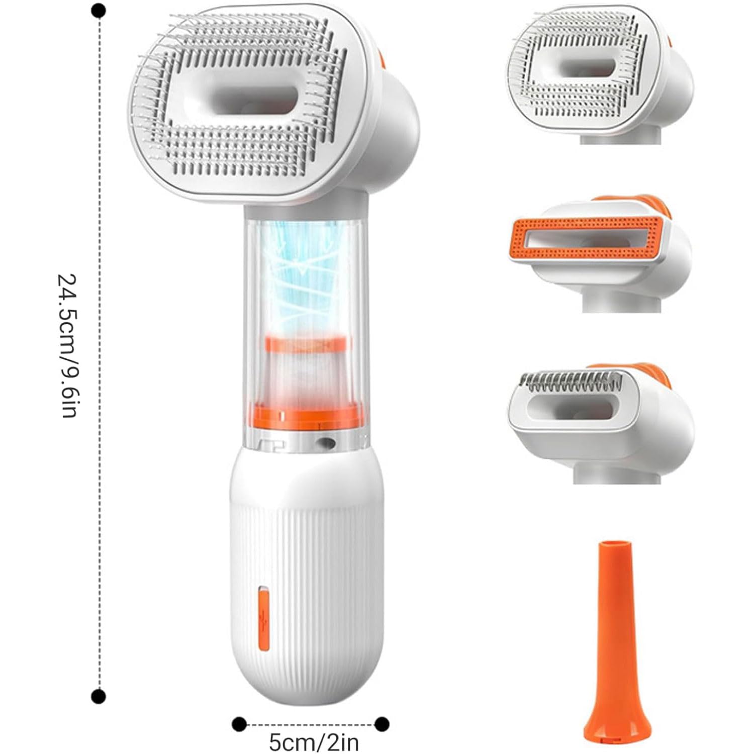 Dog Vacuum Brush 4 in 1 Pet Grooming Vacuum for Dogs and Cats,4-in-1 Hundehaar-Vakuumbürste,Wiederaufladbar Hundehaar Staubsaugerbürste,Selbstreinigende Zupfbürste Fellpflege-Werkzeug für Hunde