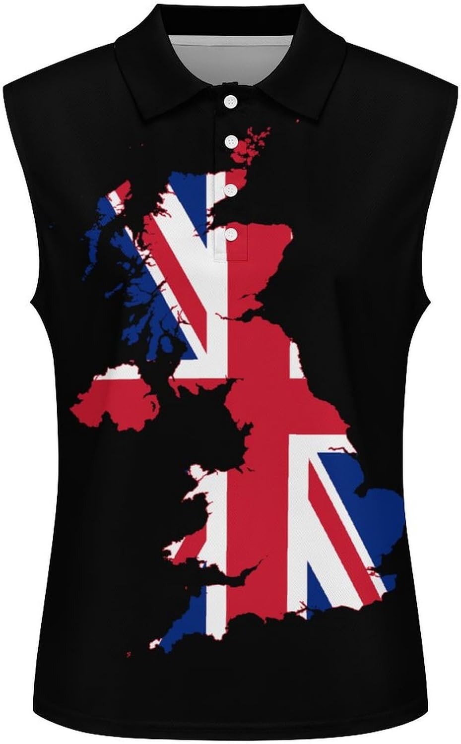 Flag Map of United Kingdom Women's Sleeveless Polo Tank Top Print T-Shirt Tops Casual Tops Summer Workout