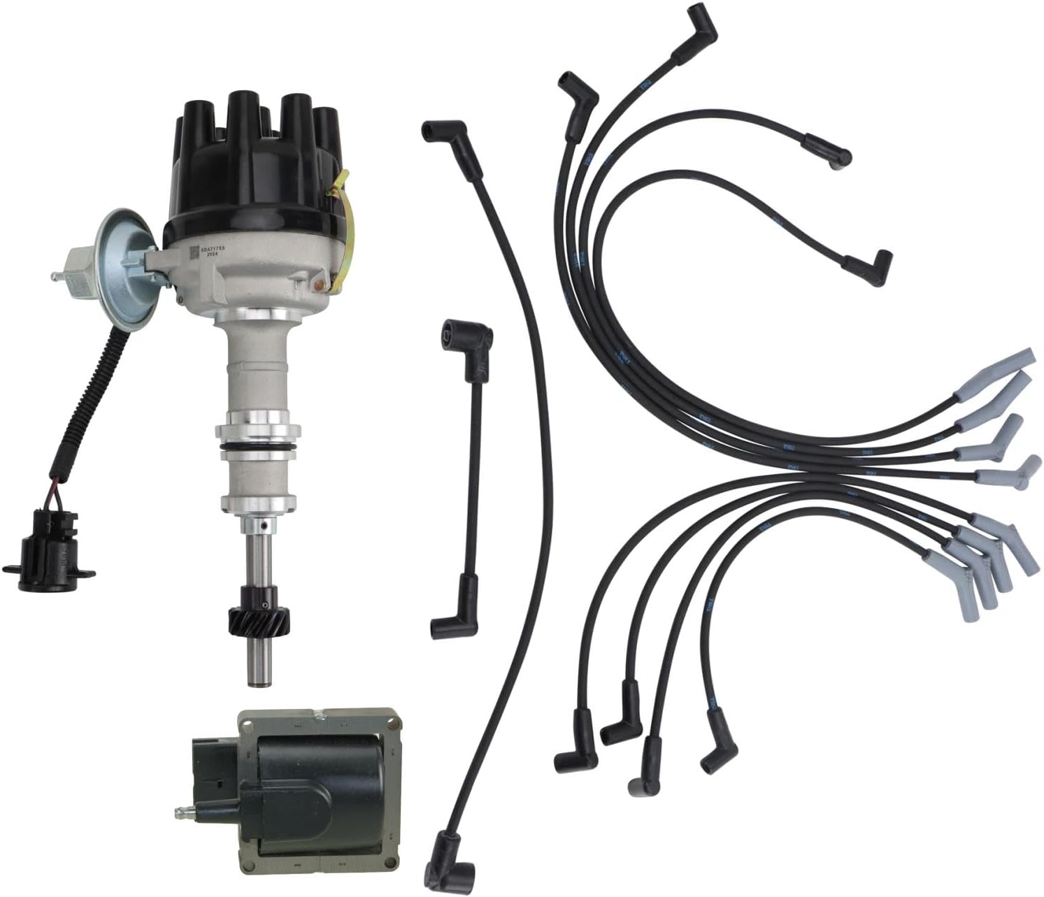 TRQ Ignition Coil Kit 3 Piece Compatible with 1984 Ford Bronco E-150 Econoline Club Wagon E-250 Econoline F-150 F-250