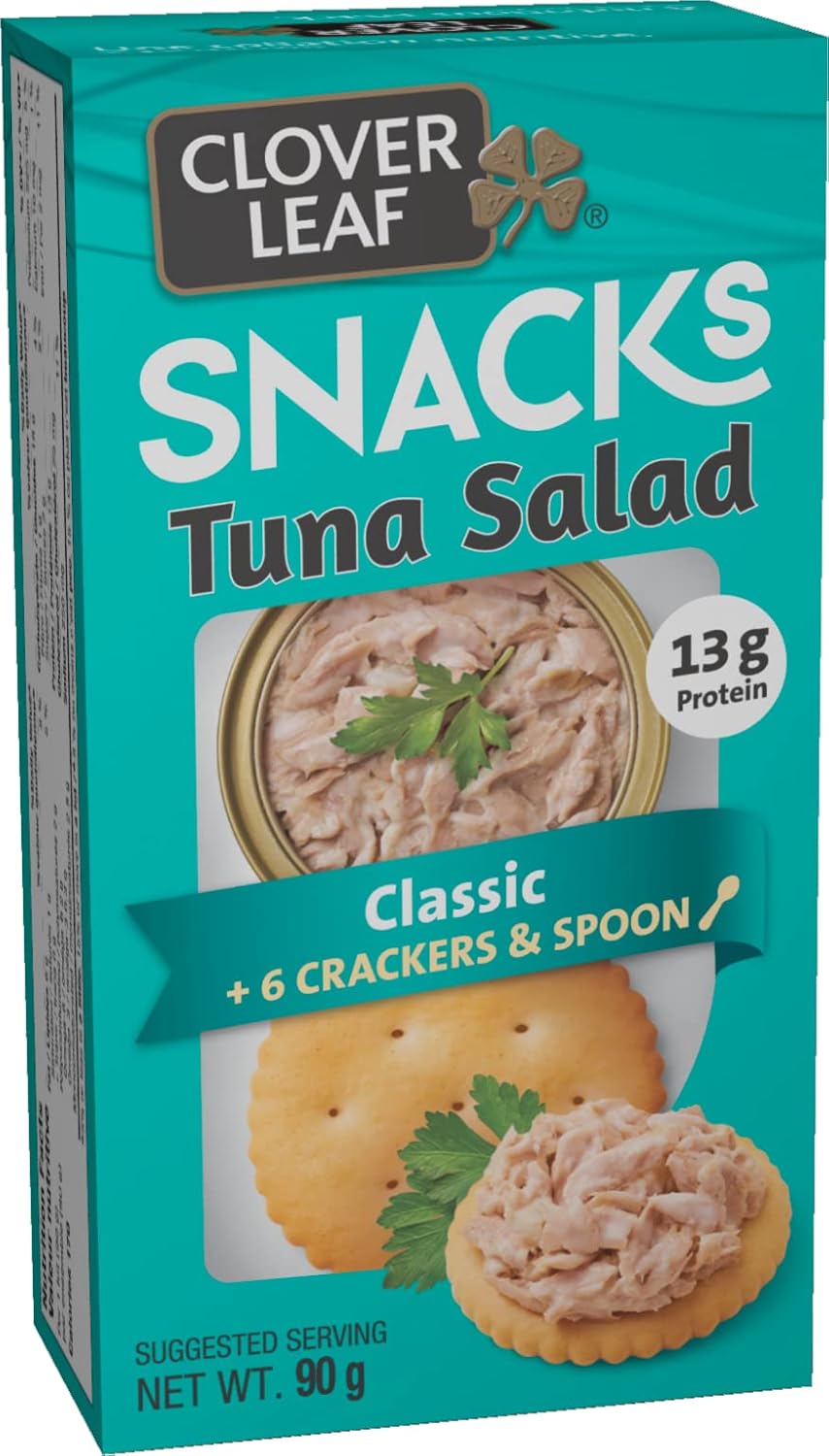 Clover Leaf Tuna Snacks kit Classic 90g, 12 Count Canned Light Tuna Salad Protein Snack