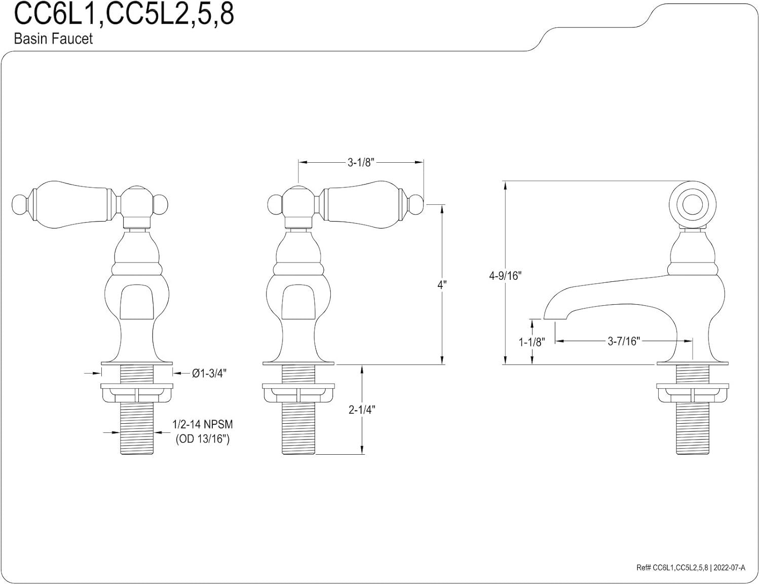 Kingston Brass CC5L5 Basin Faucet (1) CCPL5CSC (1) CCPL5CSH, Oil Rubbed Bronze