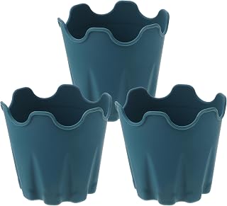 BESTonZON 3pcs Silicone Flower Planter Pots for Succulent Planting, Green Multipurpose Nursery Containers, Garden Plant Pots with Drop-Resistant Design for Indoor and Outdoor Use