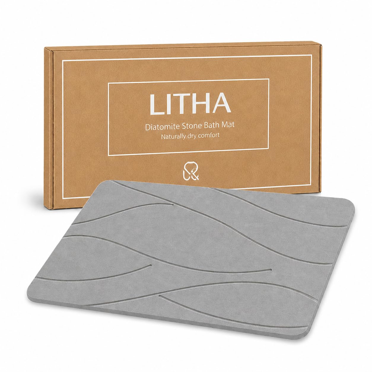 Alfombra de Baño de Diatomita 40 x 60 cm, Piedra Ultra Absorbente de Secado Rápido, Antideslizante y Antibacteriana, Alfombrilla de Ducha, Fácil de Limpiar. (Gris)