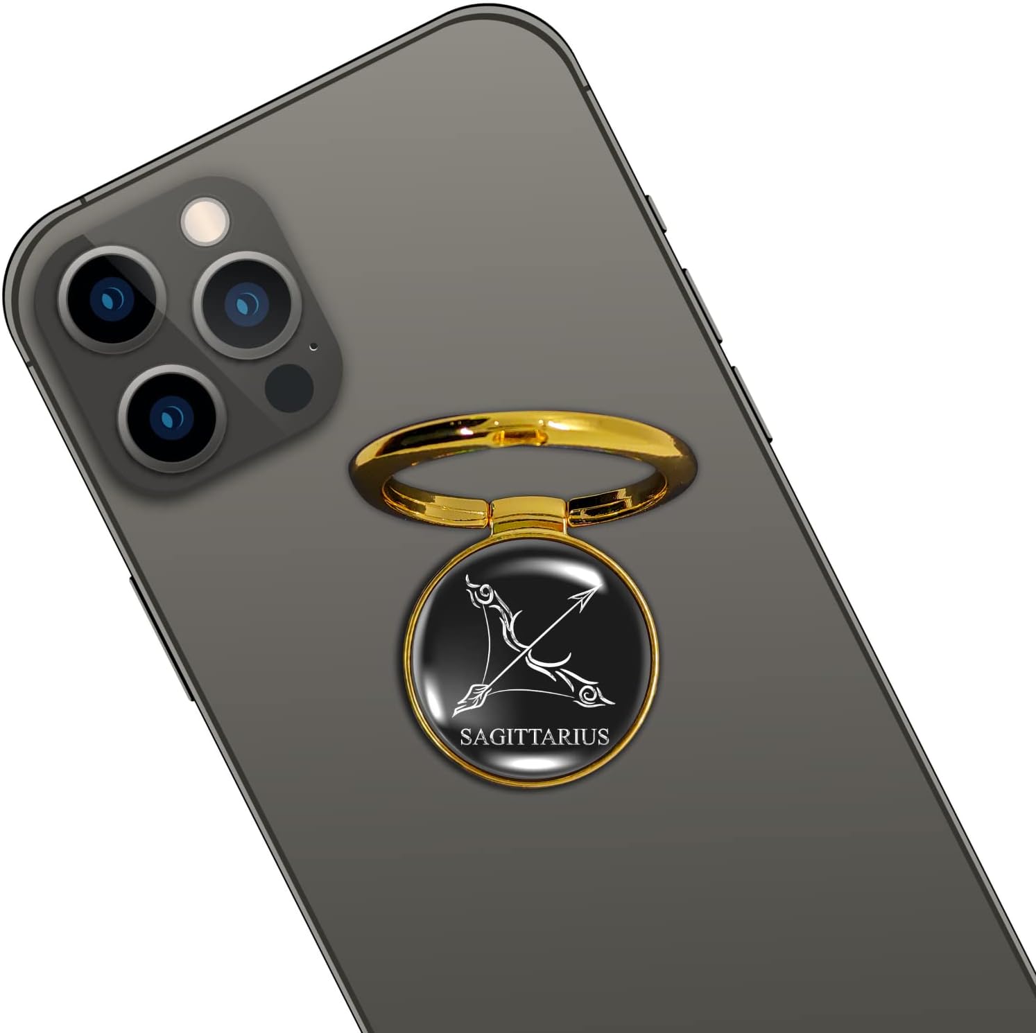 360° Holo Ring Metallic Mobile Phone Ring Holder Handle and Stand with Interchangeable Logo Magnet Zodiac Design