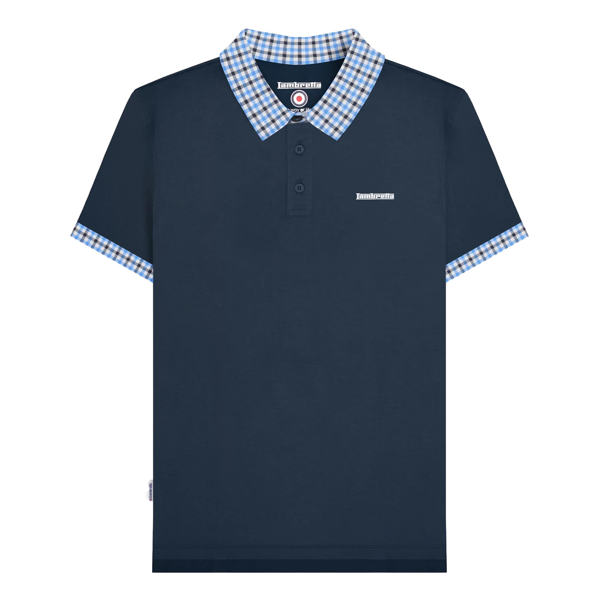 Lambretta Mens SS25 Gingham Big & Tall Polo Shirt (3XL) (Navy)