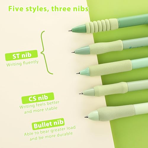 Miniatura 2 de Lindo bolígrafo de gel, 5 bolígrafos de gel con agarre de goma suave, bolígrafos retráctiles de punta fina de 0.020 in, bolígrafos de tinta negra