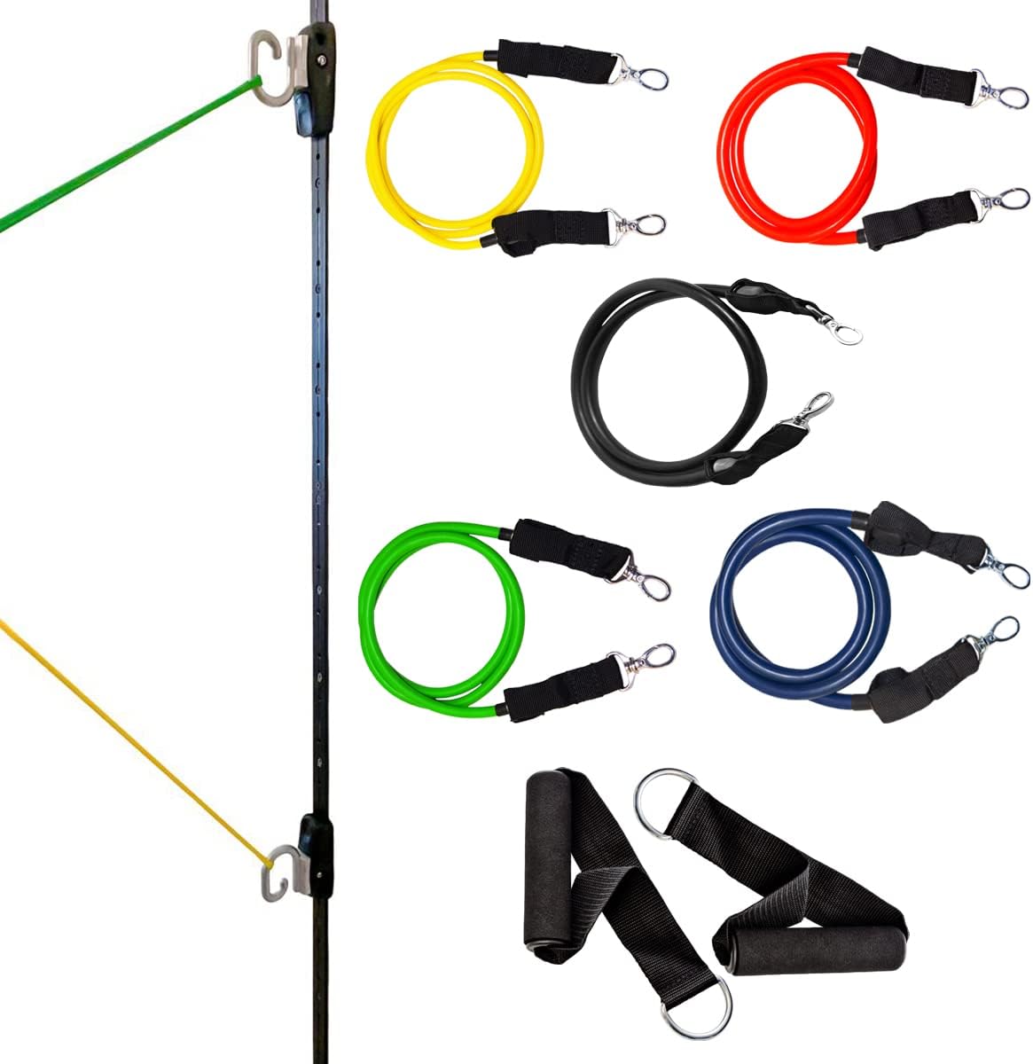 Kinetic Bands Space Saver Gym Resistance Bands Exercise Equipment for at Home Fitness Workout | Resistance Band Wall Anchor with 2 Rails, 2 Rail Cars