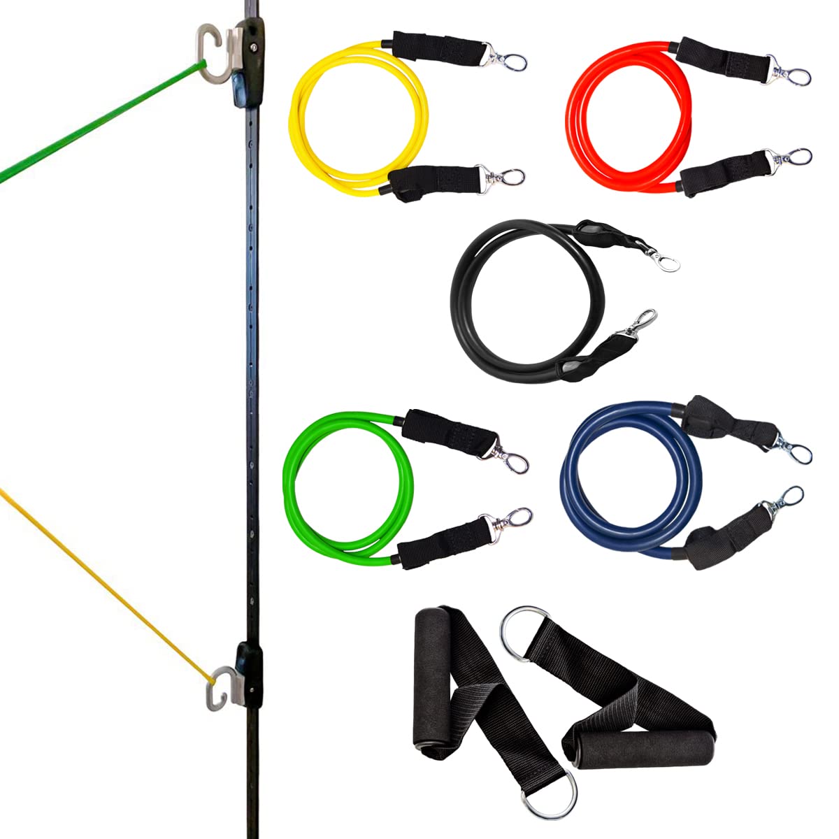 Kinetic Bands Space Saver Gym Resistance Bands Exercise Equipment for at Home Fitness Workout | Resistance Band Wall Anchor with 2 Rails, 2 Rail Cars