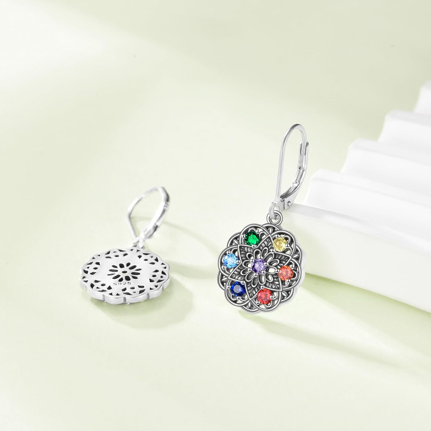 Rose/Cherry Blossoms/Lily of the Valley/Hibiscus/Rose/Sunflower/Monstera/Tulip/Orchid Earrings S925 Sterling Silver Flower Dangle Earrings Jewelry for Women