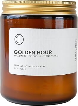 Golden Hour Mandarin + Patchouli | Scented Candle. Made with Essential Oils and Soy Wax. 250ml