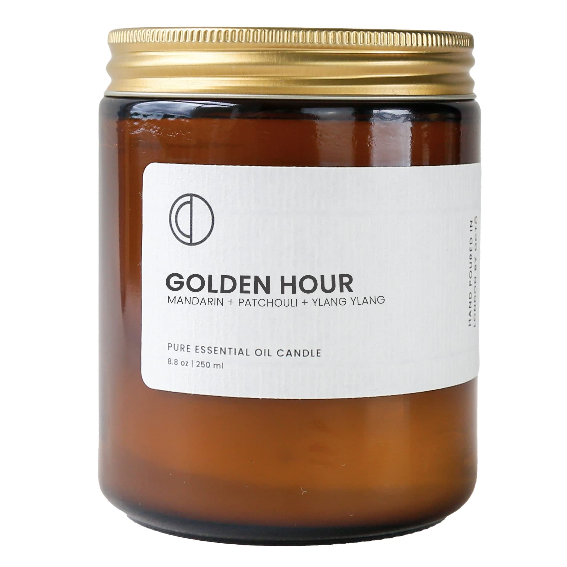 Octō Brown Golden Hour Mandarin + Patchouli | Scented Candle. Made With Essential Oils And Soy Wax. 250Ml