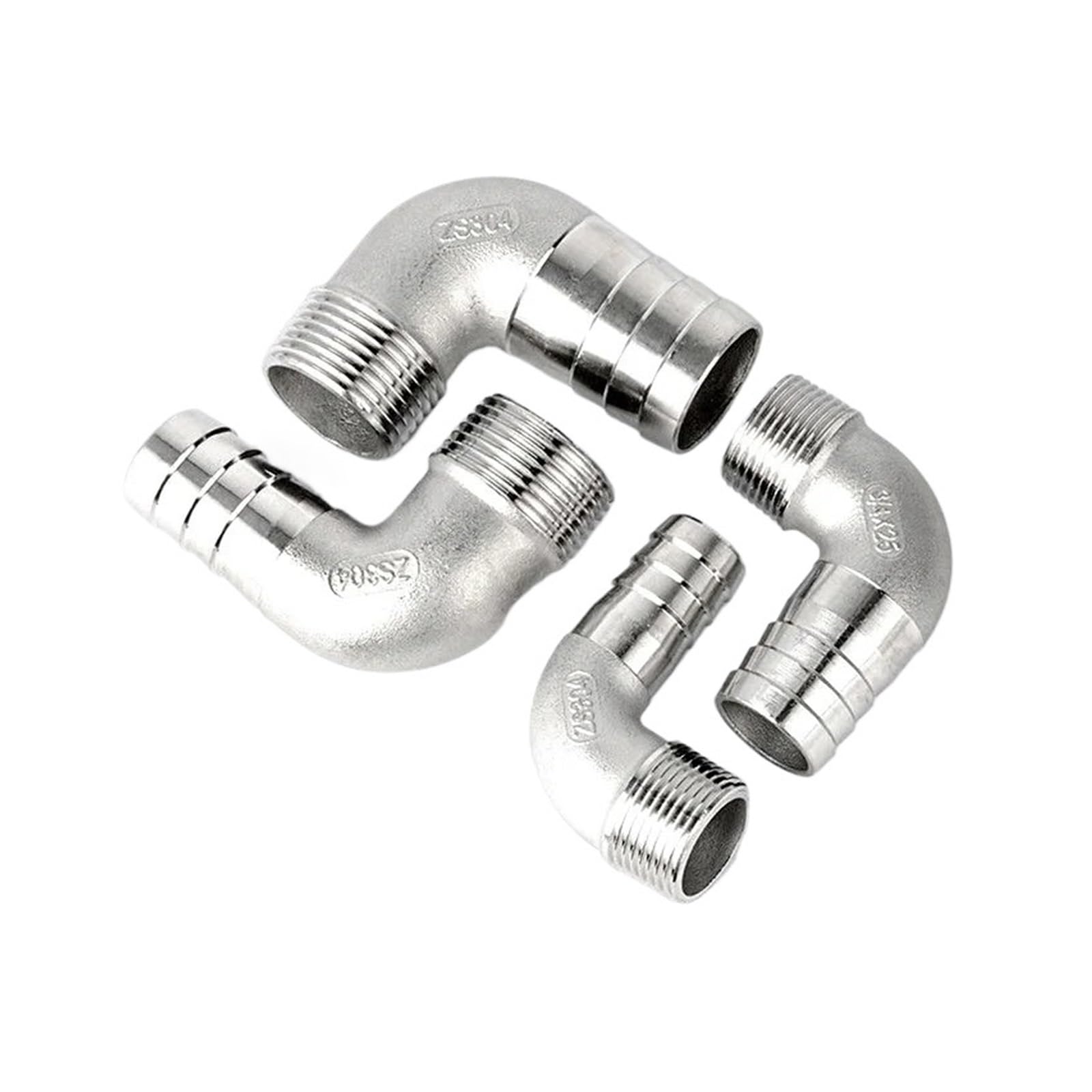 Adaptador Manguera Ducha 1/8 "1/4" 3/8 "1/2" 3/4 "Macho 6mm 8mm 10mm 12mm Espiga for Manguera Codo 90 Grados 304 Conector Macho de Montaje tubería Acero Inoxidable | 32mm Hose,1"