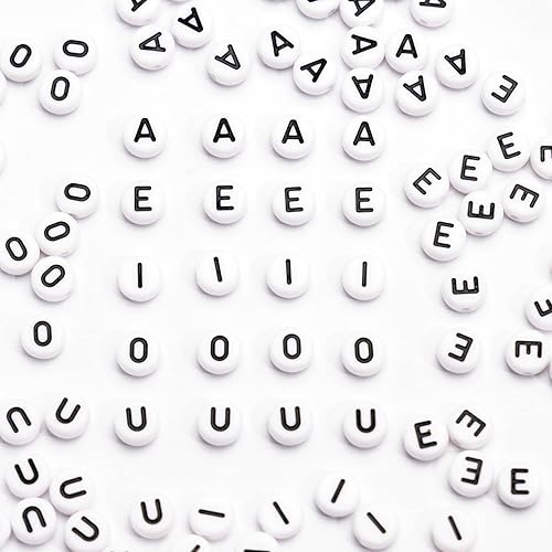 Vista 20 de 500 cuentas acrílicas de letras de 0.236 x 0.157 pulgadas, cuentas del alfabeto para hacer joyas, cuentas de letra C para hacer pulseras, collares