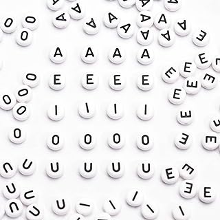 500Pcs Acrylic Letter Beads 7x4mm Alphabet Beads for Jewelry Making Vowel Letter A E I O U Beads for Bracelets Making Necklaces DIY