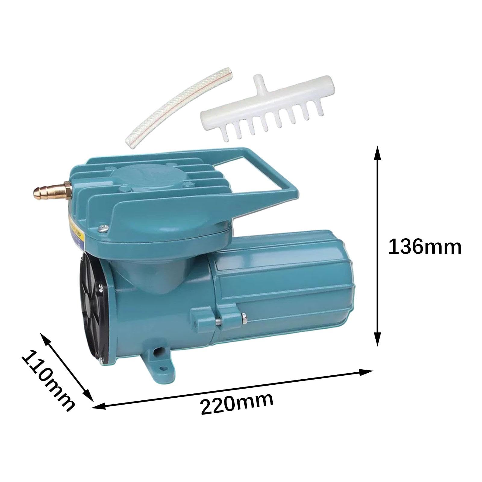 Bomba de Aire para Acuario Accesorios Metálicos Aerador Portátil Multifuncional para Estanque Herramienta para Acuicultura Y Fuentes Hidropónicas, 12V 60W, 220x110x136mm