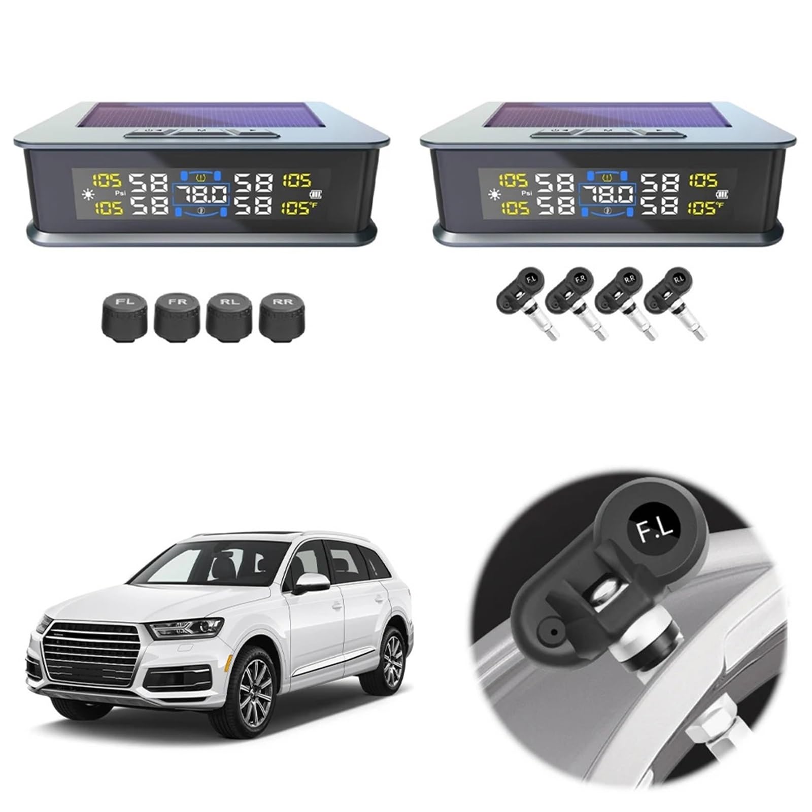system kontroli ciśnienia w oponach System Monitorowania Ciśnienia W Oponach Zasilany Przez USB Wodoodporny IPX7 Do Samochodów Kempingowych Sedan SUV Truck(Internal)
