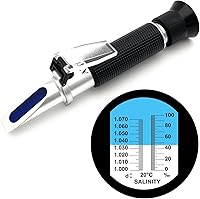 Hallocool Salinity Refractometer for Aquarium Seawater Marine Fishkeeping - Dual Scale 0-100 PPT & 1.000-1.070 SG with ATC, Accurate Hydrometer Tester