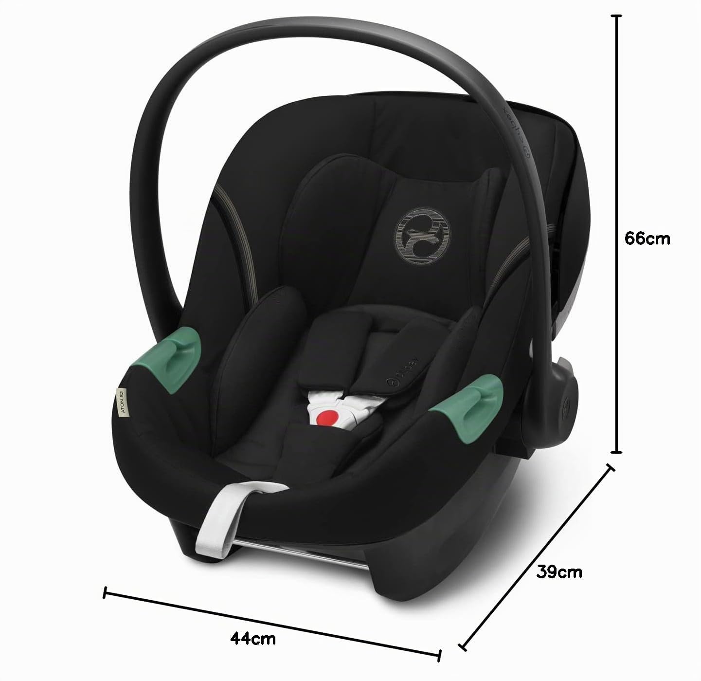 CYBEX Gold Seggiolino Auto Aton S2 i-Size, Dalla Nascita a circa 24 Mesi, Max. 13 kg, Con Riduttore per Neonato, Compatibile con SensorSafe, Moon Black