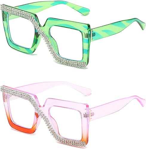 Melrose Gafas de lectura cuadradas de diamante transparente para mujer, gafas de diamantes de imitaciĂłn de luz azul de moda Melrose Gafas de lectura cuadradas de diamante transparente para mujer, gafas de diamantes de imitaciĂłn de luz azul de moda