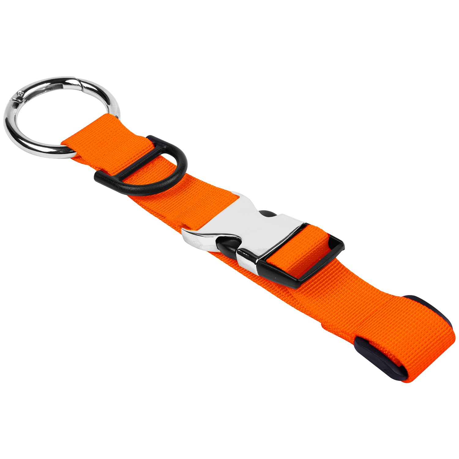 Wisdompro Add a Bag Luggage Strap Jacket Gripper Holder, Carry Clip Strap with D-Buckle, Travel Coat Clip for Bag, Heavy Duty Baggage Suitcase Belt - Orange