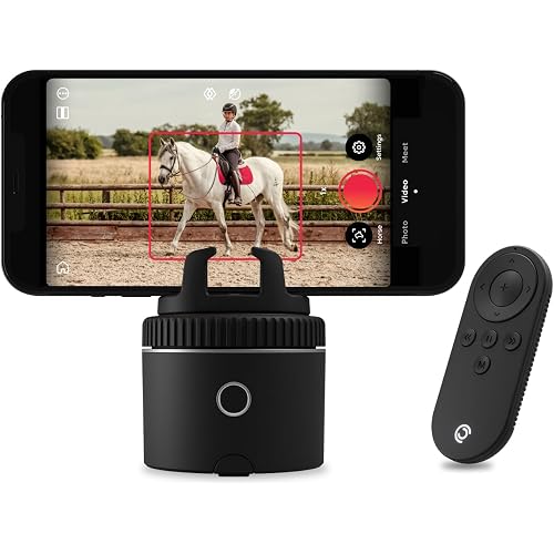 Pivo Equestrian Pod Auto Face, Body, Horse Smart Phone Tracking Holder, Ai-Powered 360° Rotation, Remote Control for Hands-Free Video Recording (Black)