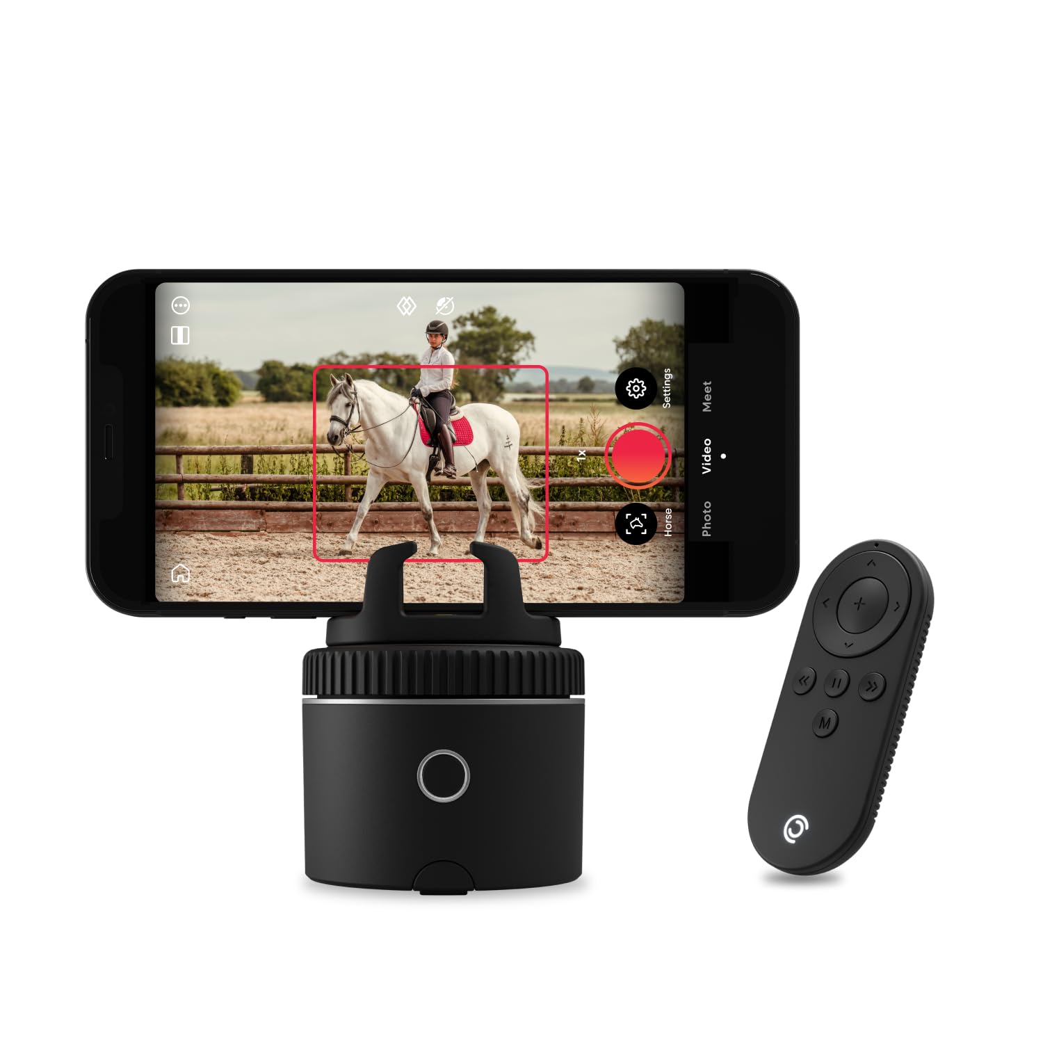 Pivo Equestrian Pod Auto Face Body Horse Smart Phone Tracking Holder Ai-Powered 360 Rotation Remote Control for Hands-Free