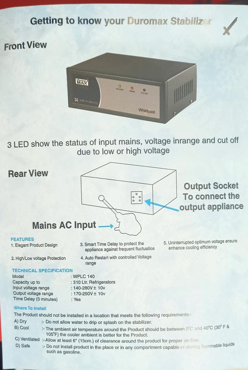 Whirlpool Dura Max Stabilizer - 3-Year Warranty -4 Whirlpool Dura Max Stabilizer - 3-Year Warranty -4