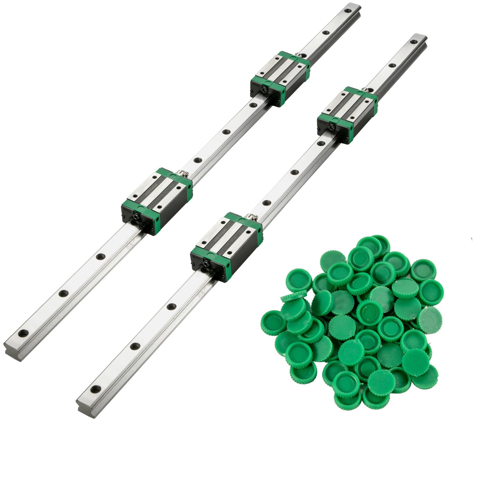 VEVOR Set di Guide per Cuscinetti Lineari, Modello HSR20 1700mm Guida Lineare, 2 Guide di Scorrimento Lineari con 4 Blocchi Cuscinetti e 1 Binario Filettato, Guida Lineare Ferroviaria Uso per Torni