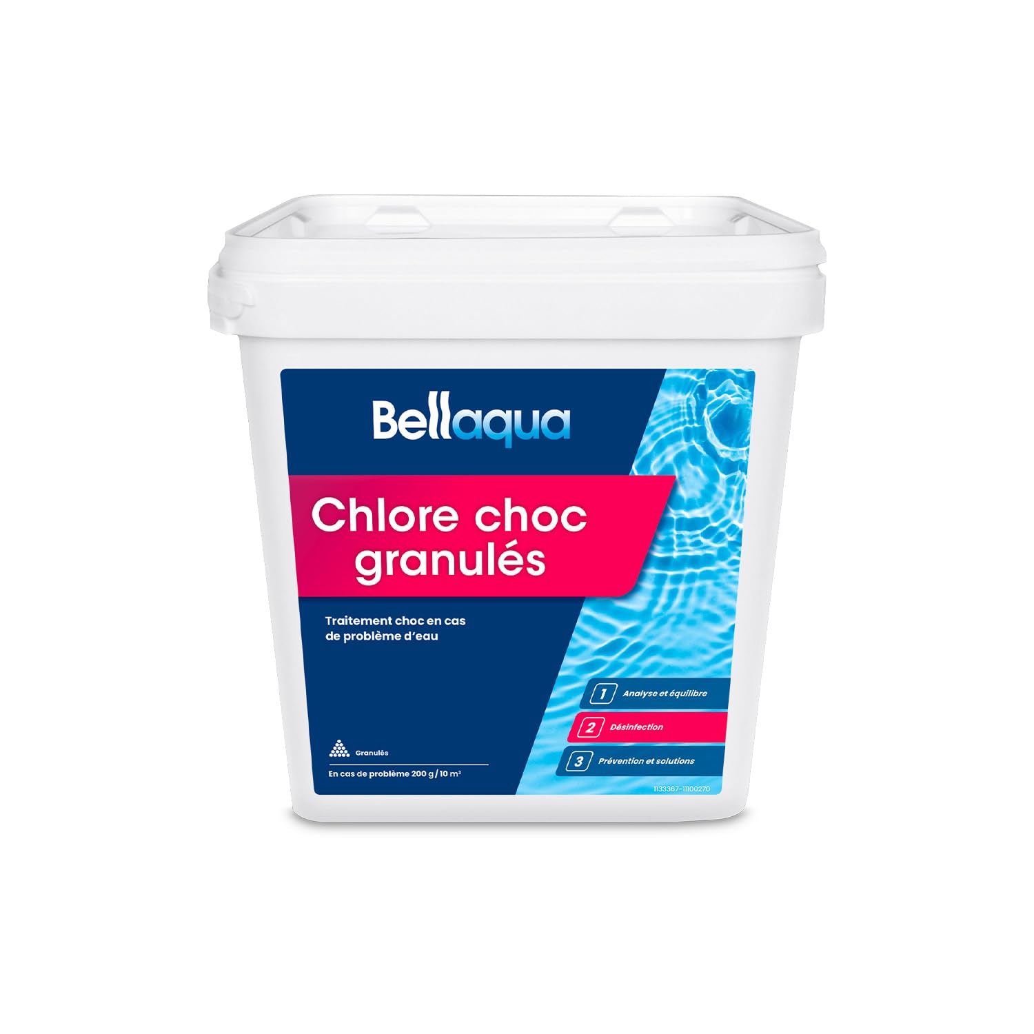Bellaqua Chlore Choc Piscine 5 kg - Granulés Chlore Choc Rapide - Traitement Choc et Entretien Régulier - Désinfection Eau Verte et Eau Trouble