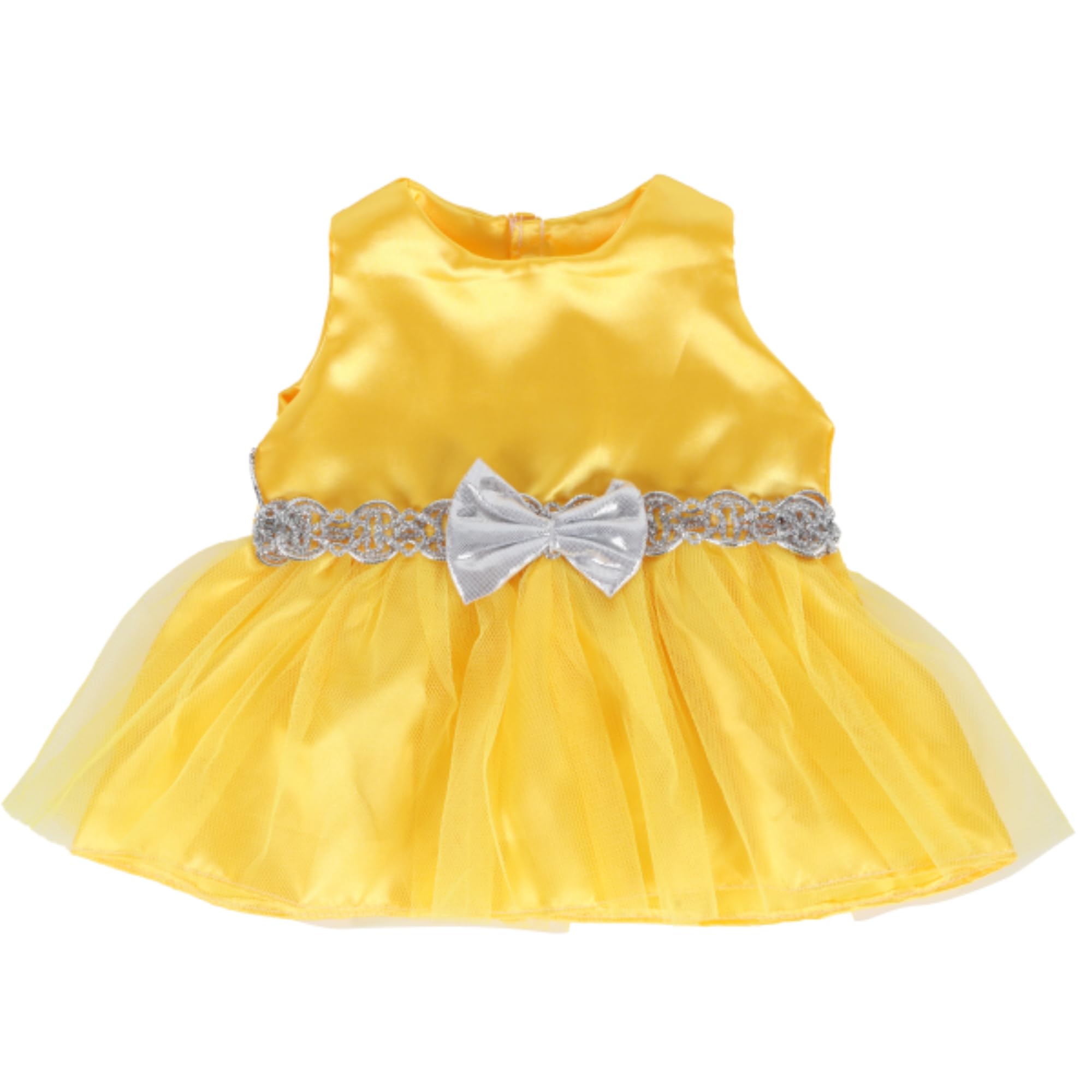 10 inch Teddy Bear Clothes 25cm - Yellow Dress with Silver Bow