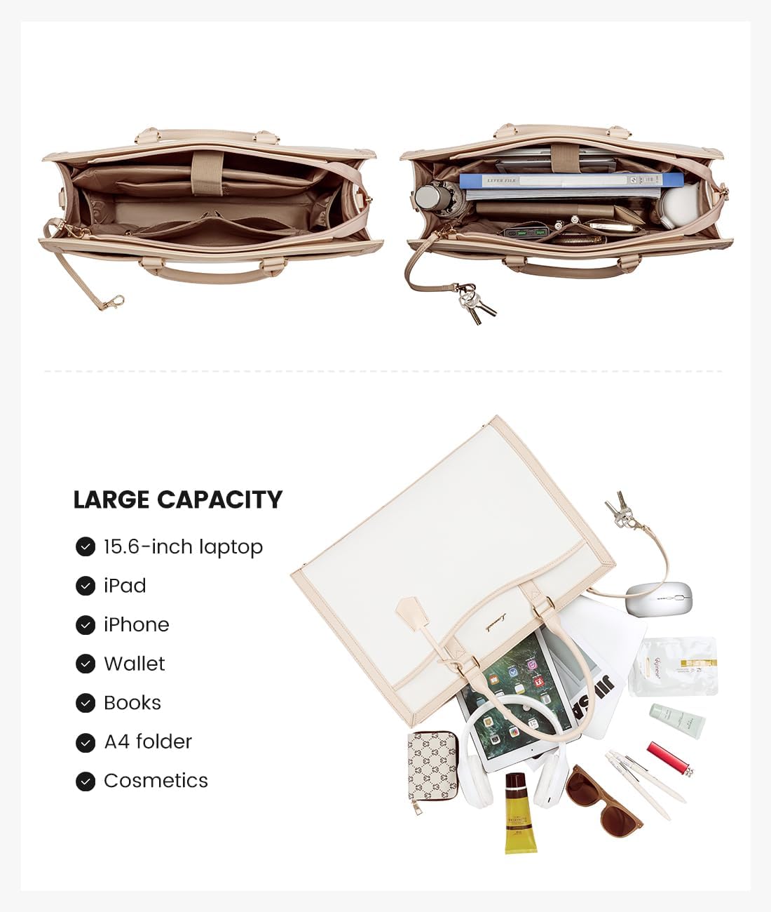 LOVEVOOK Laptop Tote Bag for Women, Office Work Bag Briefcase fit for 15.6 inch Laptop, Large Capacity Teacher Bag Handbag - Image 7