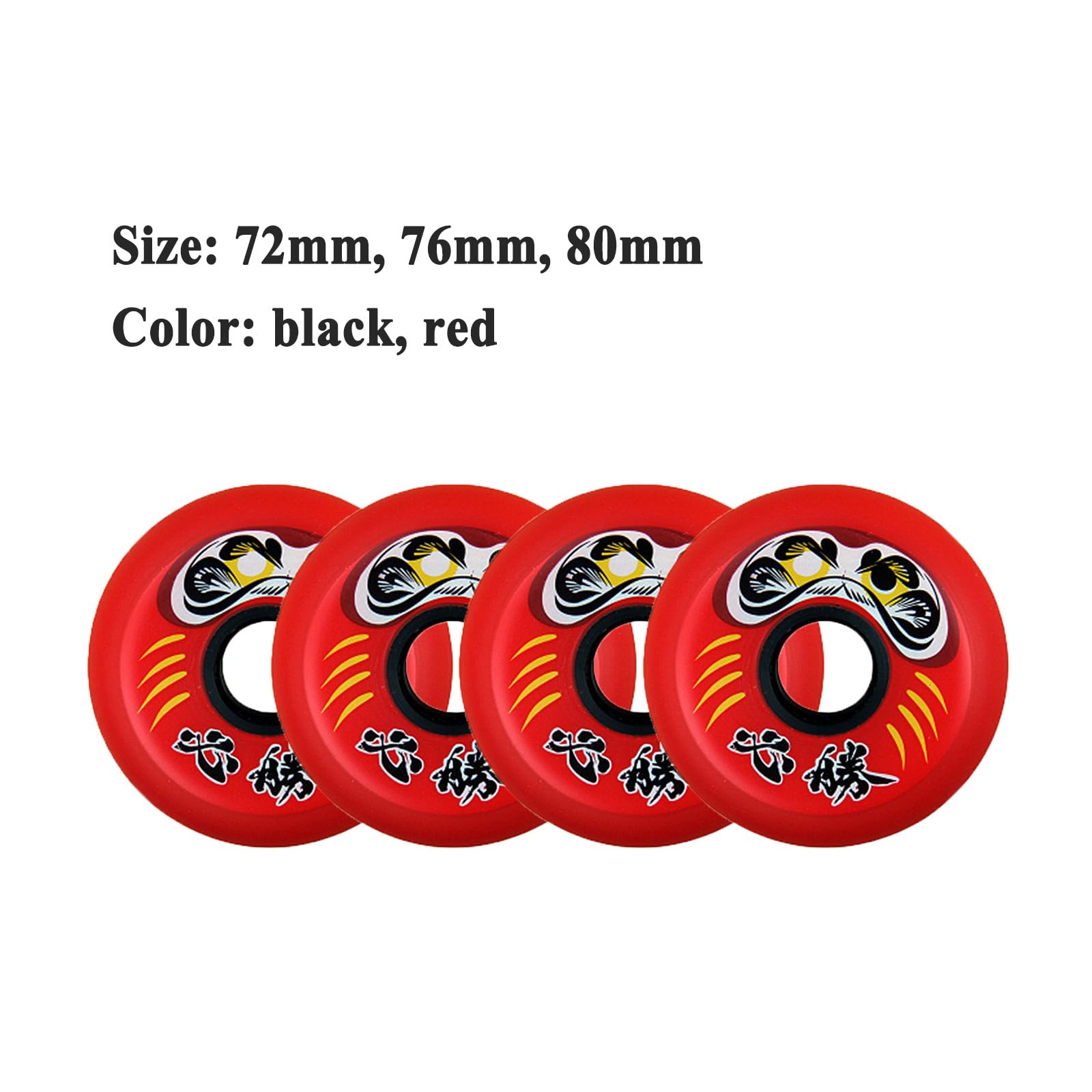 IBOWZ Ruote di Ricambio per Interni Ruote per Pattini in Linea 72mm/76mm/80mm, Ruota per Fiori Piatti 85A, Sostituzione Ruota per Pattini per Interni ed Esterni (8 Ruote),Nero,76mm