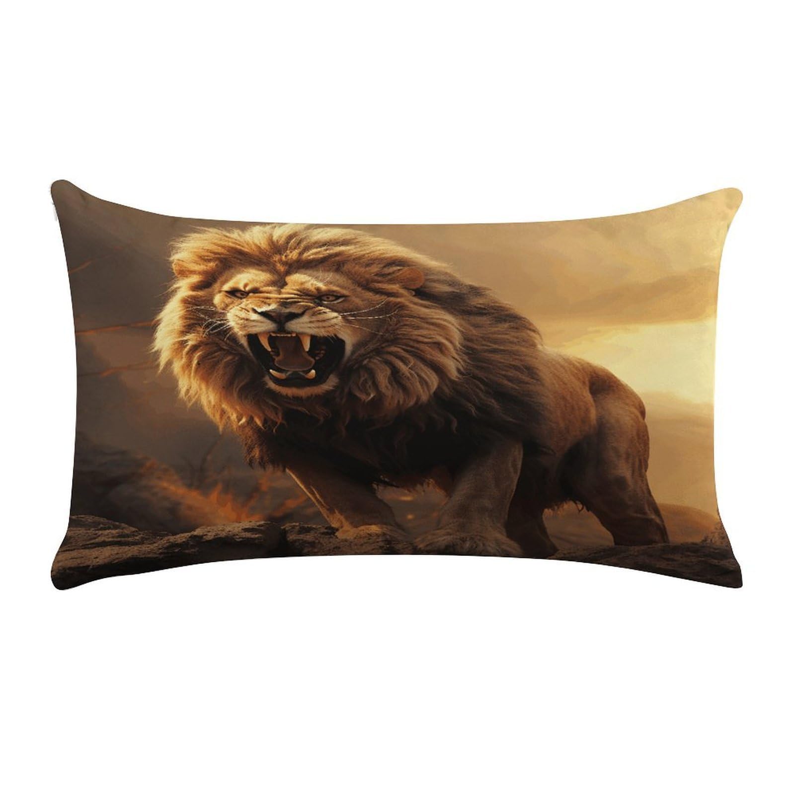 VstaDank Angry Roaring Lion Throw Pillow Cover Rectangular Lumbar Throw Pillow Case Soft Farmhouse Accent Decorative Cushion Cases Short Plush Pillowcase with Zipper 12 X 20 Inch