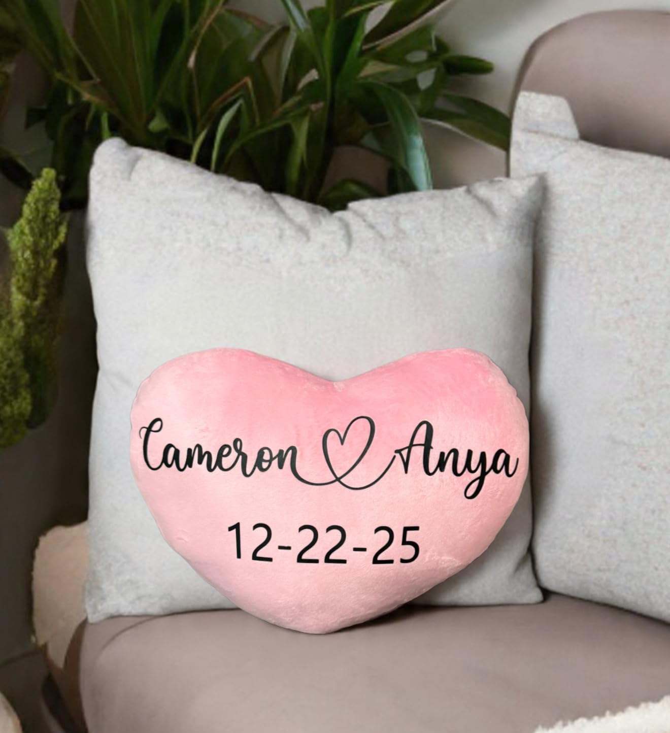 Personalized Custom Heart Pillow with Name, Bedroom Decor, Customize Your own, add Your own Text, GIFS for mom, bf, Husband Wife, Girlfriend Small Pink