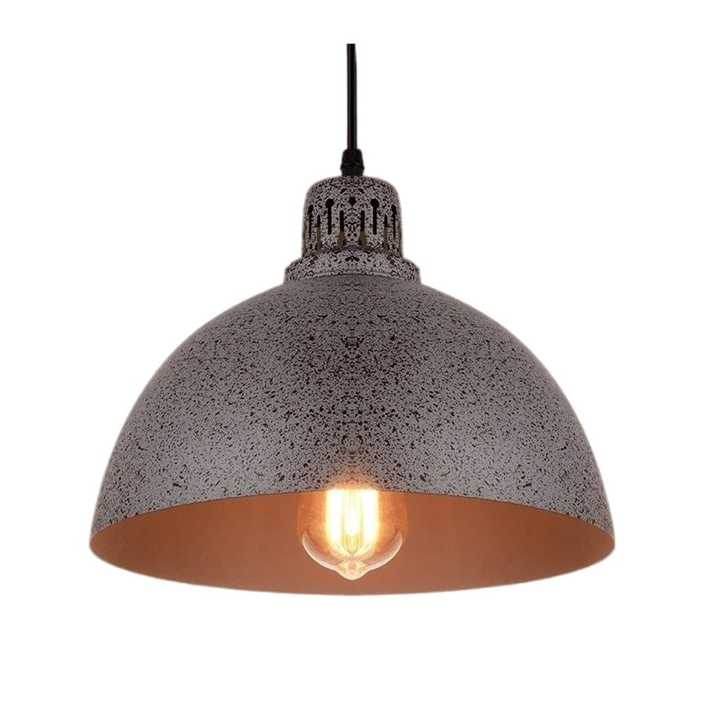 Suspension Loft Gris Métal D30cm avec Couvercle de Pot pour Ampoule E27