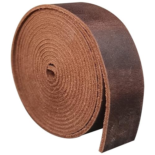 Genuine Leather Strip 1 1/2 Inch Wide 64 Inches Long for DIY Craft Projects, 1.8-2mm Thick, Coffee Brown - 1 1/2" x 64" - Coffee Brown