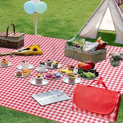DAZZTIME Manta de Pícnic,Manta de Camping 200x200cm,Gran Alfombra,Extra Grande Esterilla Playa Antiarena,Plegable Portátil Alfombra Picnic Exterior,Lavable a Máquina con Asa de Transporte