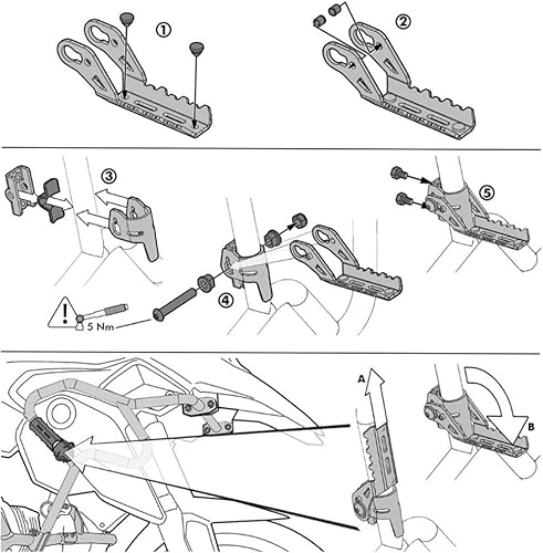 Miniatura 7 de Para BMW R1250GS Adventure LC R 1250 R1250 GS motocicleta pedal delantero plegable reposapiés clip 0.866-0.984 in adv 2019 2020 (plateado)