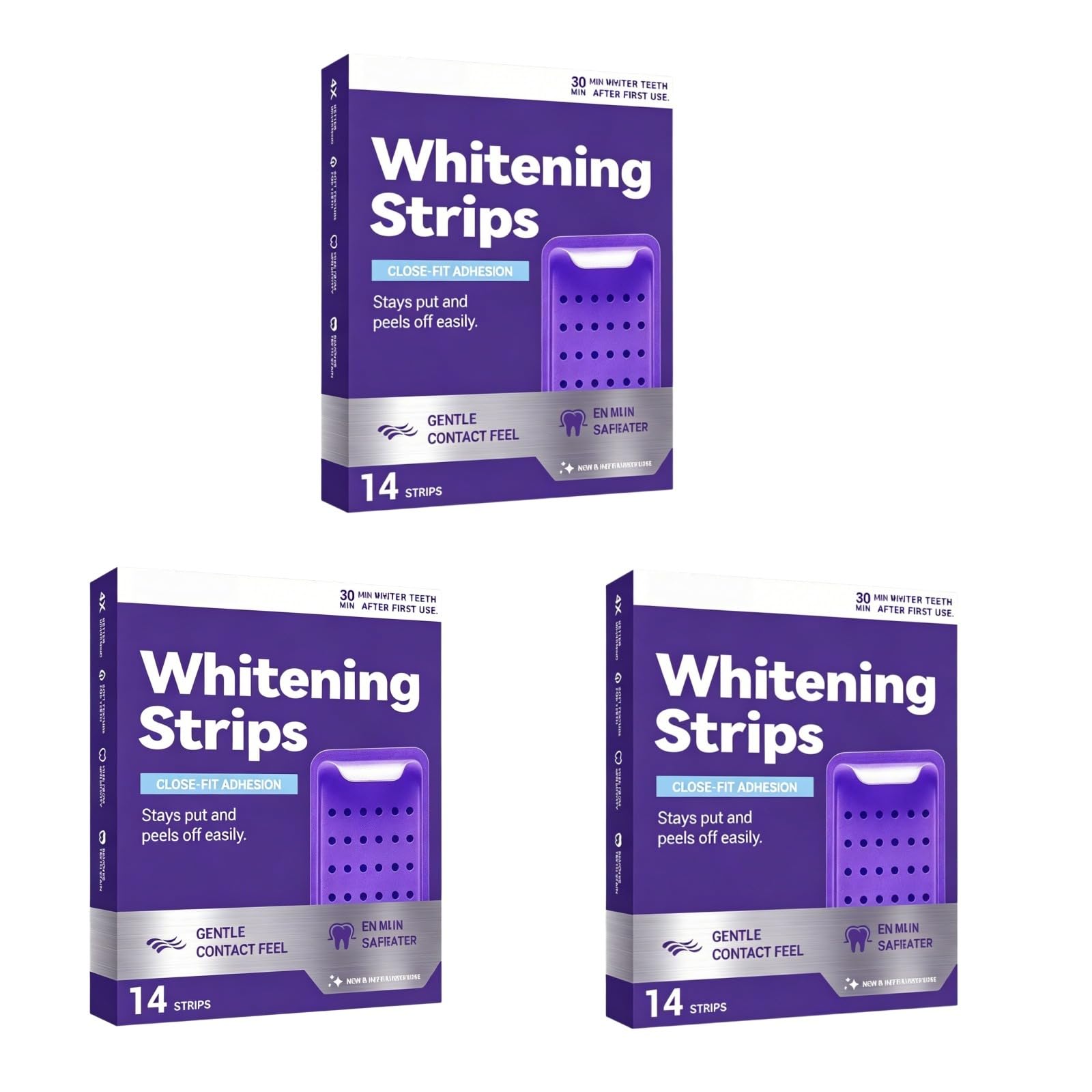 Antiderapante, strisce di sbiancamento dentale viola, kit strisce di sbiancamento dei denti, morbide per smalto – sbiancamento dei denti senza sensibilità – elimina macchie caffè/vino/fumo, denti