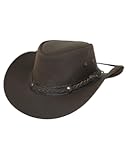 Outback Trading Men's 1367 Wagga UPF 50 Breathable Leather Western Hat with Adjustable Chin Cord with Braided Hatband